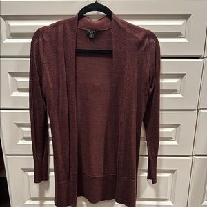Women's Burgundy Open Front Cardigan